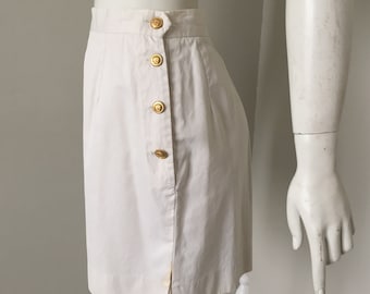 1990s Vintage Cream Twill Weave Ralph Lauren High Waist Shorts 6 VFG
