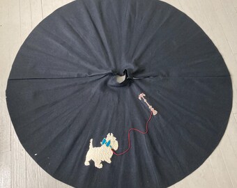 Authentic Vintage 1950s Black Felt Scottie Dog Circle Skirt XXS VFG
