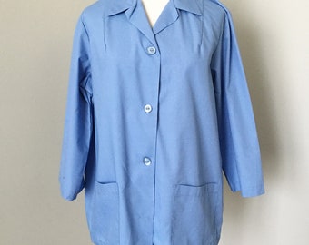 Vintage Blue Uniform Jacket Halloween Costume Medical Worker Beautician L XL VFG