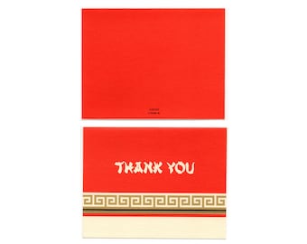 Vintage Set of 5 THANK YOU Cards/Envelopes Chinese Take Out Style Eaton Textron asian font 1960s 1970s mid century retro