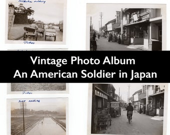 Vintage 1950s Photo Album TOKYO JAPAN Snapshots US Air Force Soldier Korean War Era estate people vernacular scrapbook military tachikawa