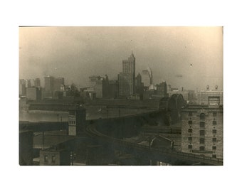 Vintage 1930s Photograph Pittsburgh PA Skyline Original Silver Gelatin Print by Arthur K Solomon (Protégé of Alfred Stieglitz)