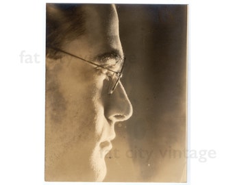 Vintage 1930s Photograph Side Portrait of a Man Glasses 8x10 Original Silver Gelatin Print by Arthur K Solomon (Protégé of Alfred Stieglitz)
