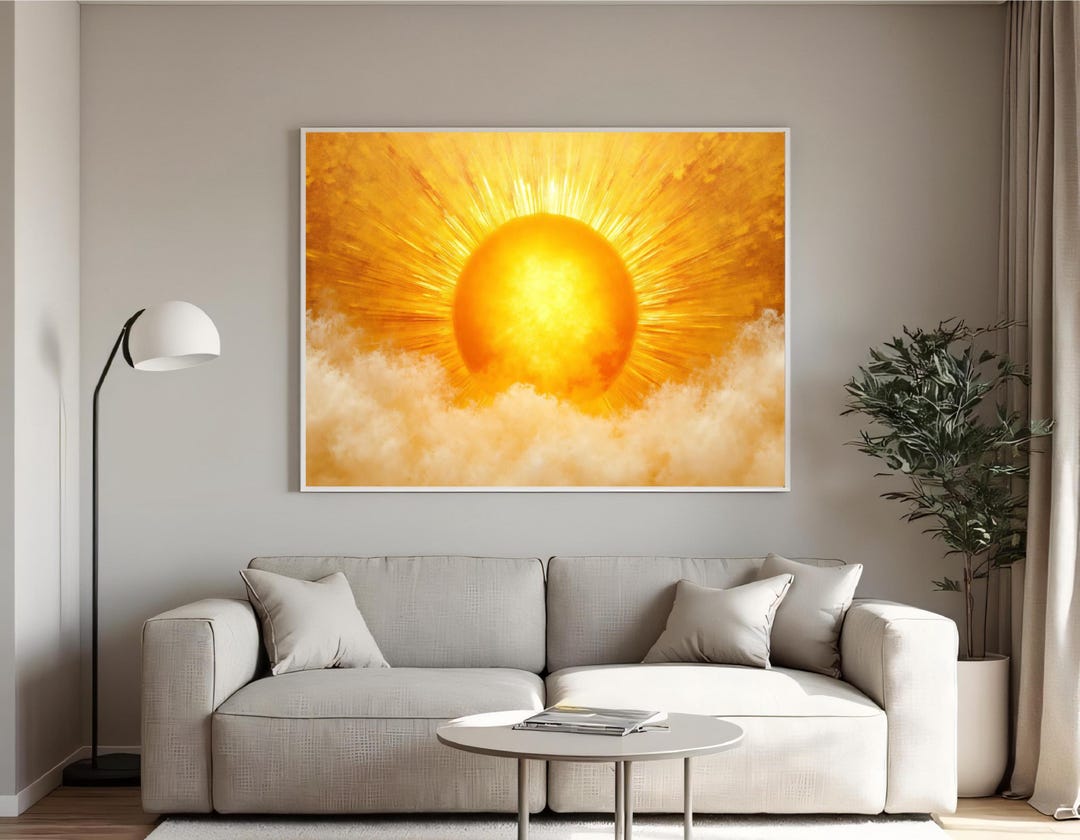 Luxury Fiery Sun Digital Print, Abstract Sun Canvas, Sun Wall Art ...
