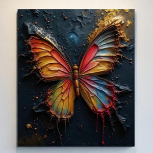 Bohemian Butterfly Art Print, Abstract Butterfly Canvas, Vibrant Textured Butterfly Design, Butterfly Wall Decor, Butterfly Artwork