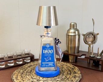 Detroit Lions 1800 Tequila Bottle Lamp