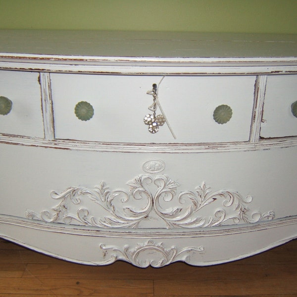 Beautiful Antique Shabby Chic  Distressed Low Boy Console Dresser Free Shipping