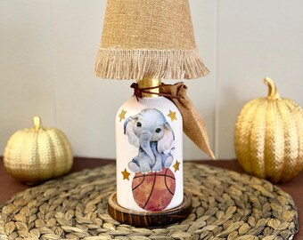 Handcrafted Elephant Night Light, Recycled Bottle Lamp