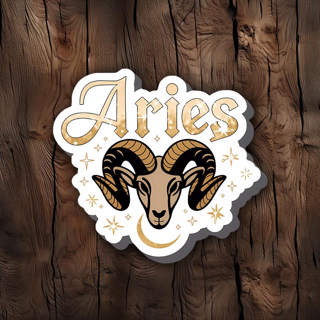 Gold Aries Zodiac Sticker: Astrology Vinyl Decal - Etsy