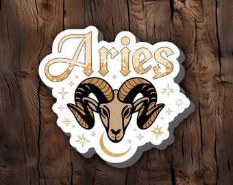 Gold Aries Zodiac Sticker: Astrology Vinyl Decal