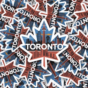 Adesivo Toronto Skyline – Decalque de vinil com design de folha de bordo, arte de paisagem urbana canadense, lembrança de viagem, adesivo à prova d'água para laptops, copos