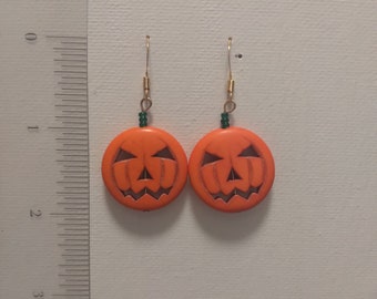 Handmade wooden pumpkin earrings