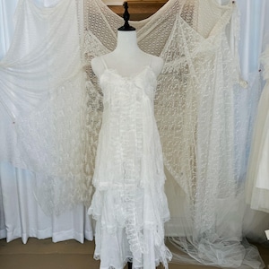 lace tulle white dress midi beach vacation dress fairy ethereal bridal gown vintage mini wedding dress elegant floral decor dress vacation