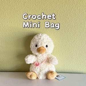 Puppenkleidung für Jellycat handgemachte gehäkelte Umhängetasche für Puppenzubehör Dekorieren Sie Ihr Plushie Yummy Bunny, Yummy Duck, Pinguin.