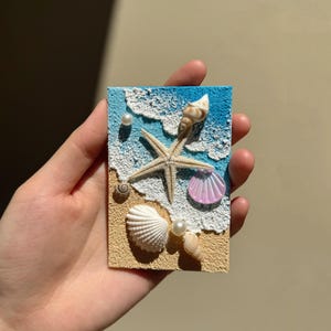 Beach theme fridge magnet home decor handmade house warming gift seashell costal ocean accessory for office cruise kitchen locker artwork