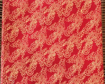 Red with Yellow Paisley Fabric