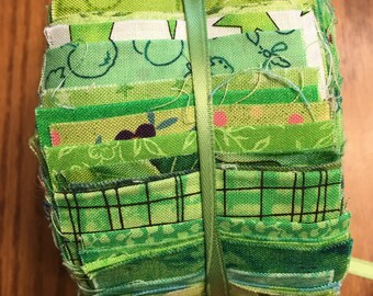 Lime Green Half Strips of Fabric