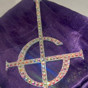 Ghost Band Grucifix Necklace: Rhinestone Inverted Cross, Gothic Rock