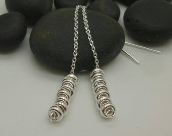 Orecchini in argento sette fortunati perlina filo eleganti orecchini di filo. Semplice elegante orecchini filo argento orecchini ciambella