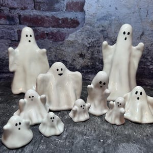 Tall Spooky Ghost Figurine: Handmade Ceramic Halloween Decoration