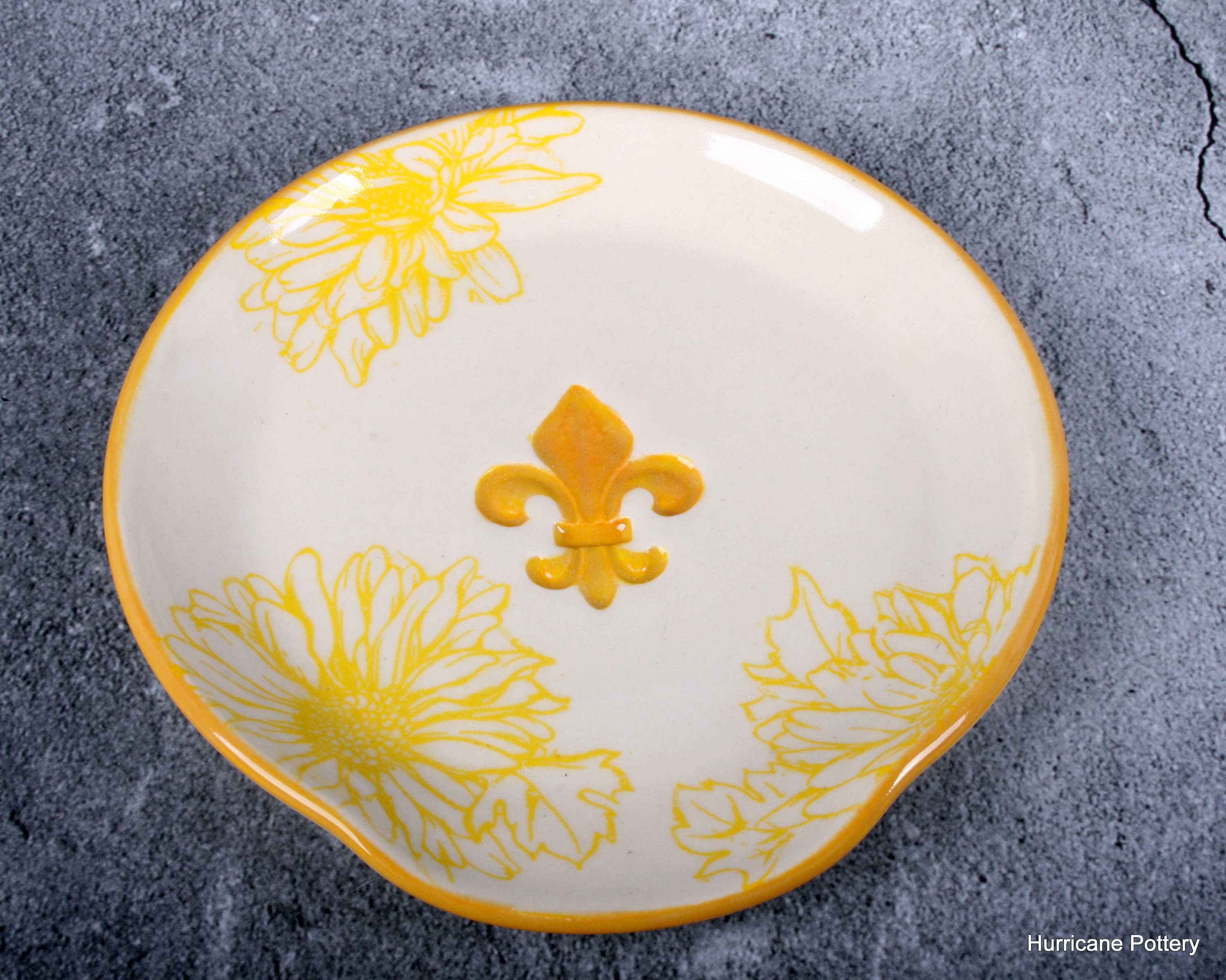Repose-cuillère La Cadeaux Fleur De Provence - Mélamine Jaune Et Bleu - 9 1/2 Pouces