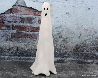 Tall Ceramic Ghost RTS. Handmade Haunted Halloween Decoration. OOAK Ghost Figurine. Ceramic Halloween Spirits.