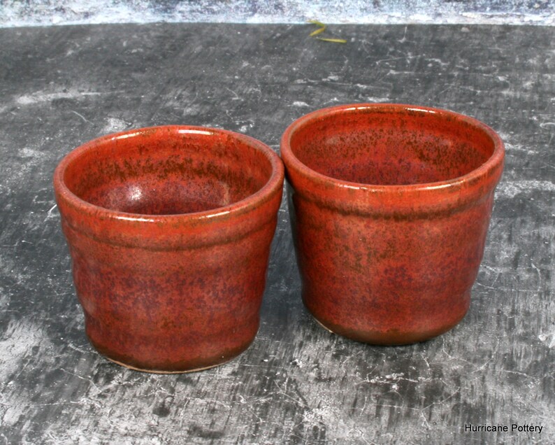 Jigger Shot Glass or Sake Cup in Elegant Copper Glaze, Handmade Stoneware Pottery Bar Ware. image 8