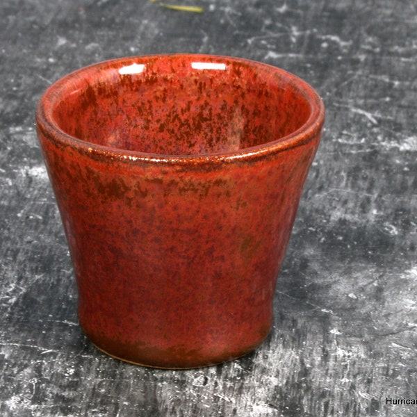 Jigger Shot Glass or Sake Cup in Elegant Copper Glaze, Handmade Stoneware Pottery Bar Ware.