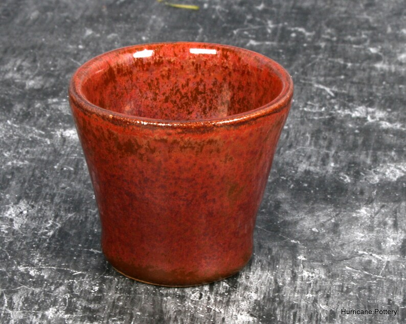 Jigger Shot Glass or Sake Cup in Elegant Copper Glaze, Handmade Stoneware Pottery Bar Ware. image 1