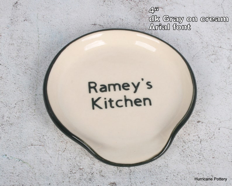 Personalized Spoon Rest. Hand Painted, Wheel Thrown Pottery, Kitchen Dish for Spoons. Custom Made to Order image 2