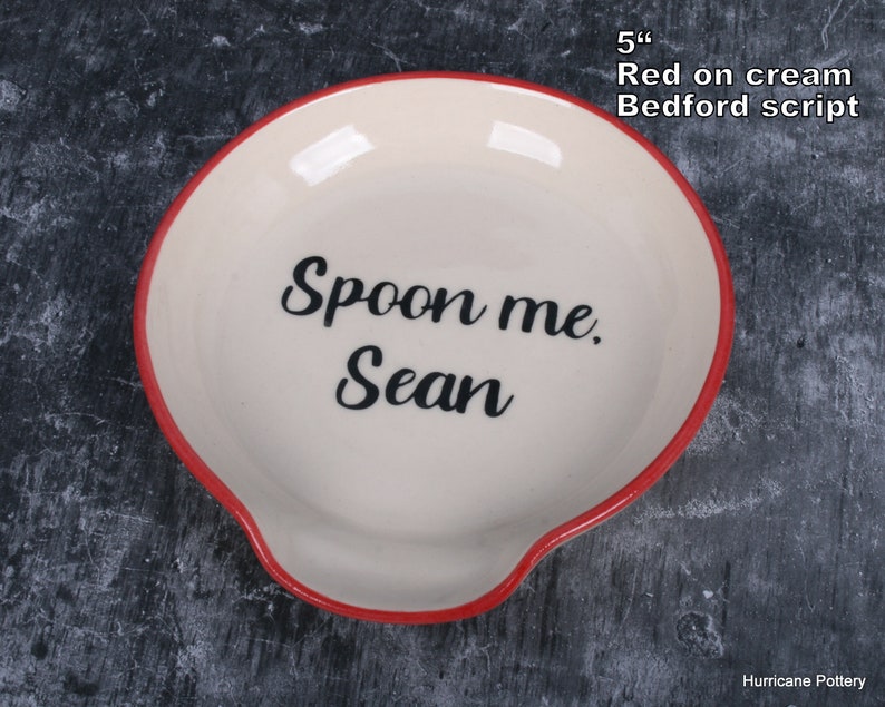 Personalized Spoon Rest. Hand Painted, Wheel Thrown Pottery, Kitchen Dish for Spoons. Custom Made to Order image 3