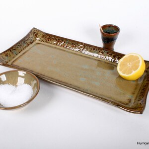 Serving Tray for Holiday Entertaining, Earthy Platter, Handmade Ceramic Tray for Bar Condiments, Cookie Cupcake Plate image 2