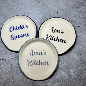 Personalized Spoon Rest: Hand-Painted Stoneware Pottery Kitchen Decor