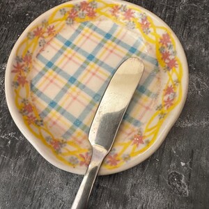 Spoon Rest with Plaid and Flowers. Granny chic. Spring-summer Decor RTS image 10