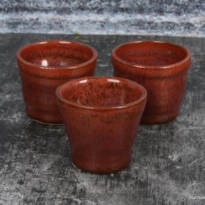 Jigger Shot Glass or Sake Cup in Elegant Copper Glaze, Handmade Stoneware Pottery Bar Ware. image 4