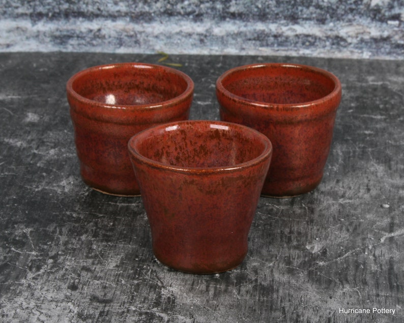 Jigger Shot Glass or Sake Cup in Elegant Copper Glaze, Handmade Stoneware Pottery Bar Ware. image 4