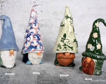 ONE Medium Tall Gnome. Handmade Gnomes for all Occasions, Ceramic Decor by Hurricane Pottery