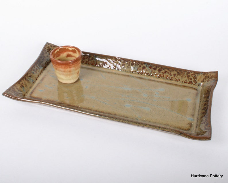 Serving Tray for Holiday Entertaining, Earthy Platter, Handmade Ceramic Tray for Bar Condiments, Cookie Cupcake Plate image 7