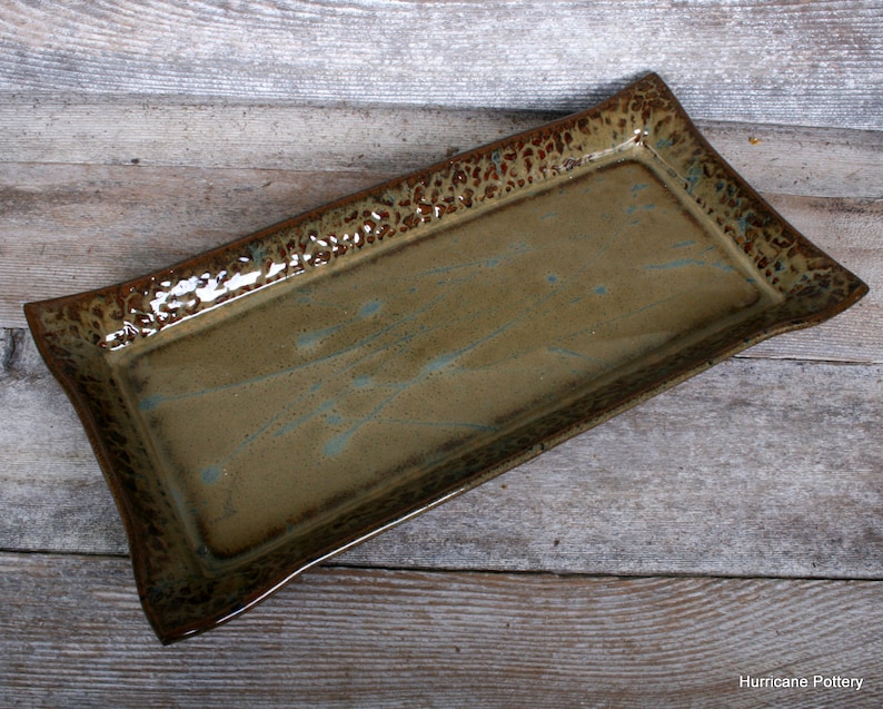 Serving Tray for Holiday Entertaining, Earthy Platter, Handmade Ceramic Tray for Bar Condiments, Cookie Cupcake Plate image 1