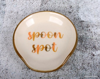 Unique Spoon Rest Gift for Tea Lovers, Coffee lovers, Spoon Spot for Beverage Bar. Handmade Ceramic Pottery. RTS