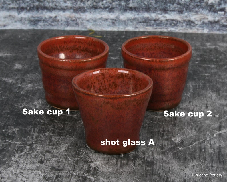 Jigger Shot Glass or Sake Cup in Elegant Copper Glaze, Handmade Stoneware Pottery Bar Ware. image 5