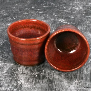 Jigger Shot Glass or Sake Cup in Elegant Copper Glaze, Handmade Stoneware Pottery Bar Ware. image 9