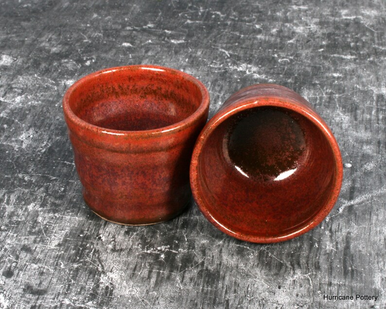 Jigger Shot Glass or Sake Cup in Elegant Copper Glaze, Handmade Stoneware Pottery Bar Ware. image 9