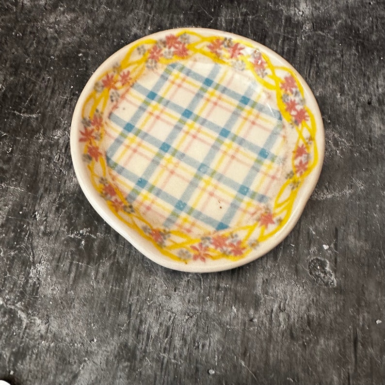 Spoon Rest with Plaid and Flowers. Granny chic. Spring-summer Decor RTS image 1