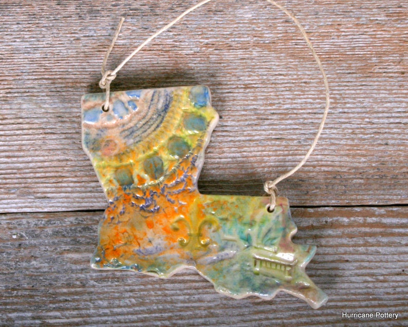 Handmade Louisiana Ornament. Ceramic Clay Ornament. State of Etsy