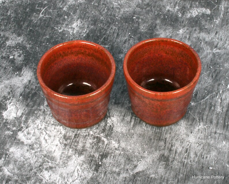 Jigger Shot Glass or Sake Cup in Elegant Copper Glaze, Handmade Stoneware Pottery Bar Ware. image 7