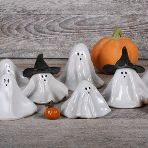 Handmade Glossy White Ceramic Ghost: Halloween Table Decor