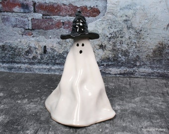 Tall Ceramic Ghost RTS. Handmade Haunted Halloween Decoration. Ghost Figurine. Ceramic Halloween Spirits.