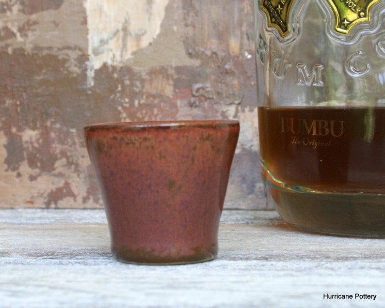 Jigger Shot Glass or Sake Cup in Elegant Copper Glaze, Handmade Stoneware Pottery Bar Ware. image 10