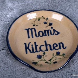 Hand Painted Personalized Spoon Rest: Buff Stoneware Dish
